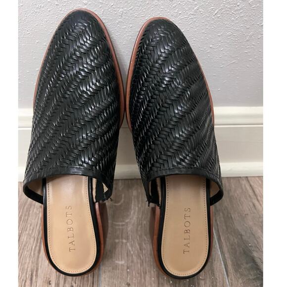 Talbots Shoes - Talbots Woven Leather Mules Sz 9 Black Made in Brazil Preppy Minimalist Boho